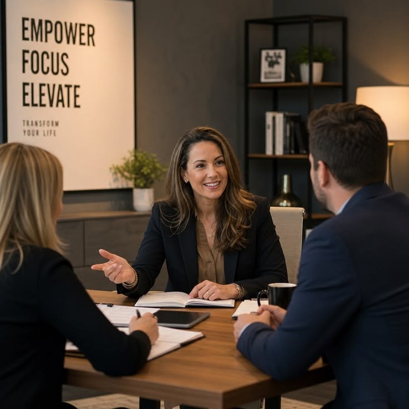 A coach meeting with a client